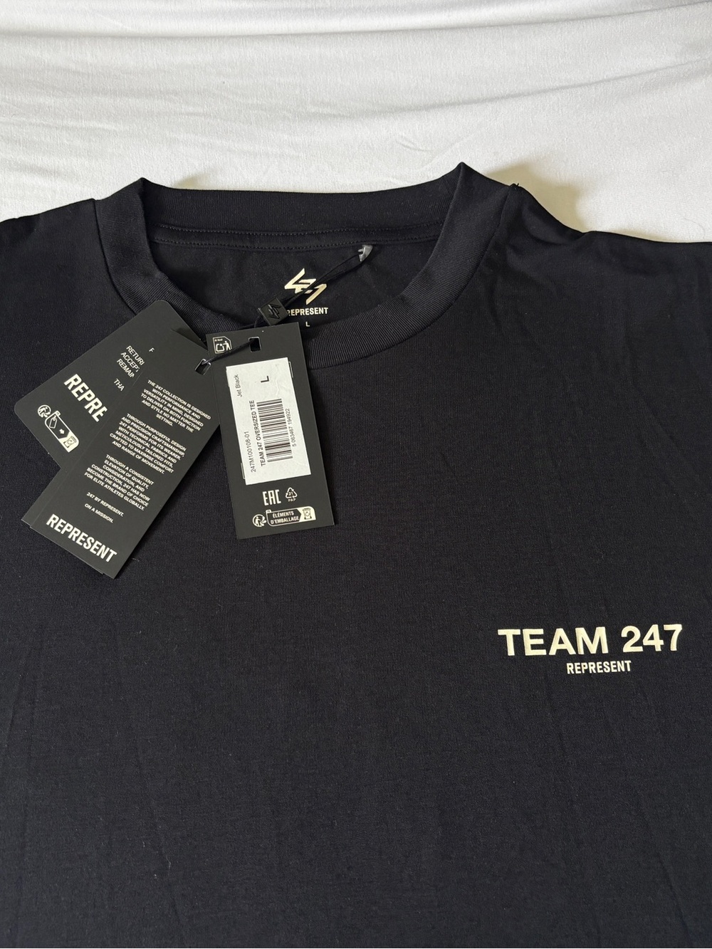 REPRESENT Team 247 Oversized T-Shirt Jet Black Men’s L NWT Performance Tee